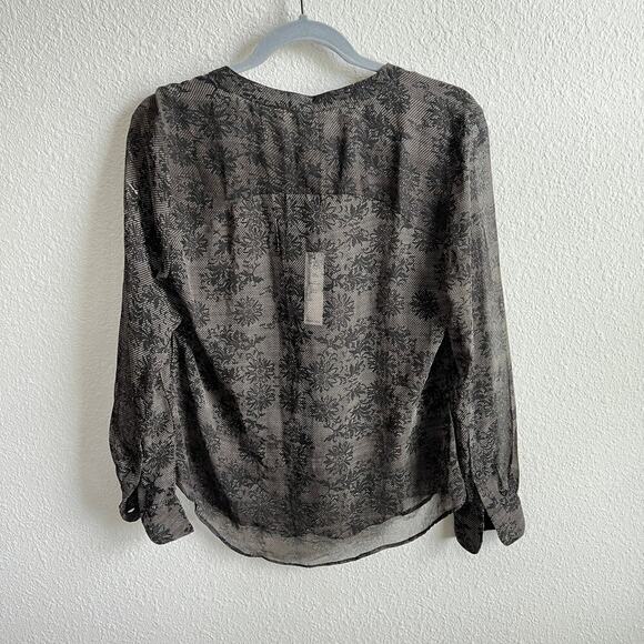 New Walter Baker Lynn Sheer Top Women's XS Button Down Front Black Lace Print - Picture 3 of 7